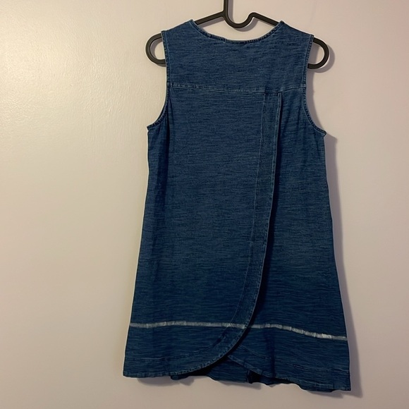 J. Jill Pure Jill Indigo Mini Shift Dress Denim Look Asymmetrical Back size S - Picture 10 of 16
